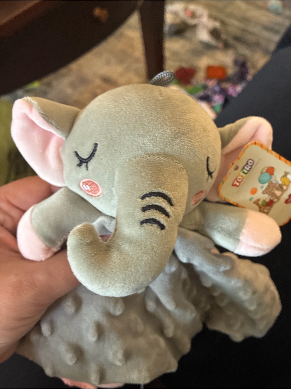 Plush Gray Elephant Security Blanket for Kids